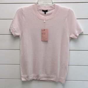Quince minimal pink Mongolian cashmere short sleeve sweater